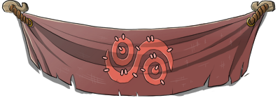 An image of a piece of draped red cloth with the plague emblem on it. This used to hang in Joxar's original artwork during Riot of Rot.