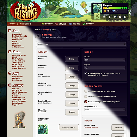 Screenshot of a settings page with half of the page in a default color scheme and the other half in a possible dark mode color scheme.